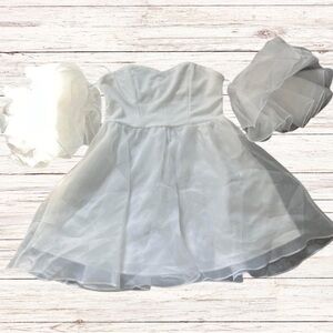 Elegant White Ruffle Strapless Dress